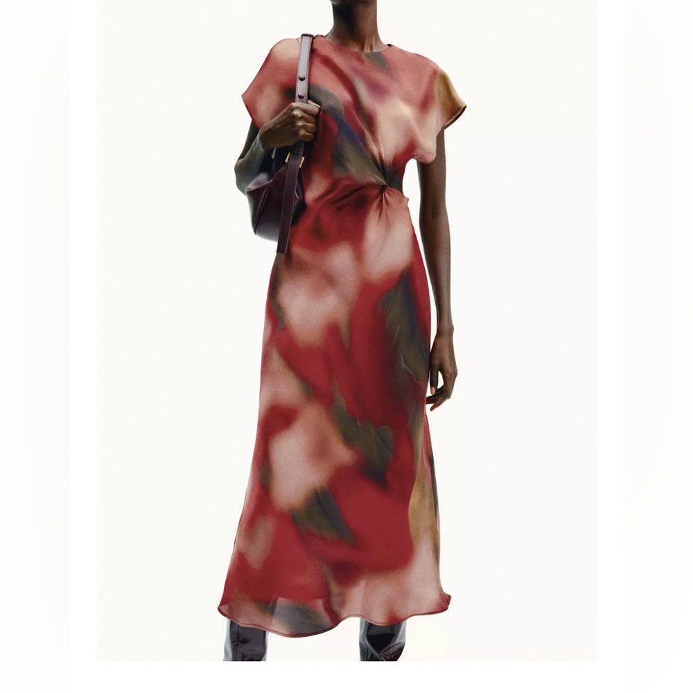 Zara Red and Green Maxi Dress